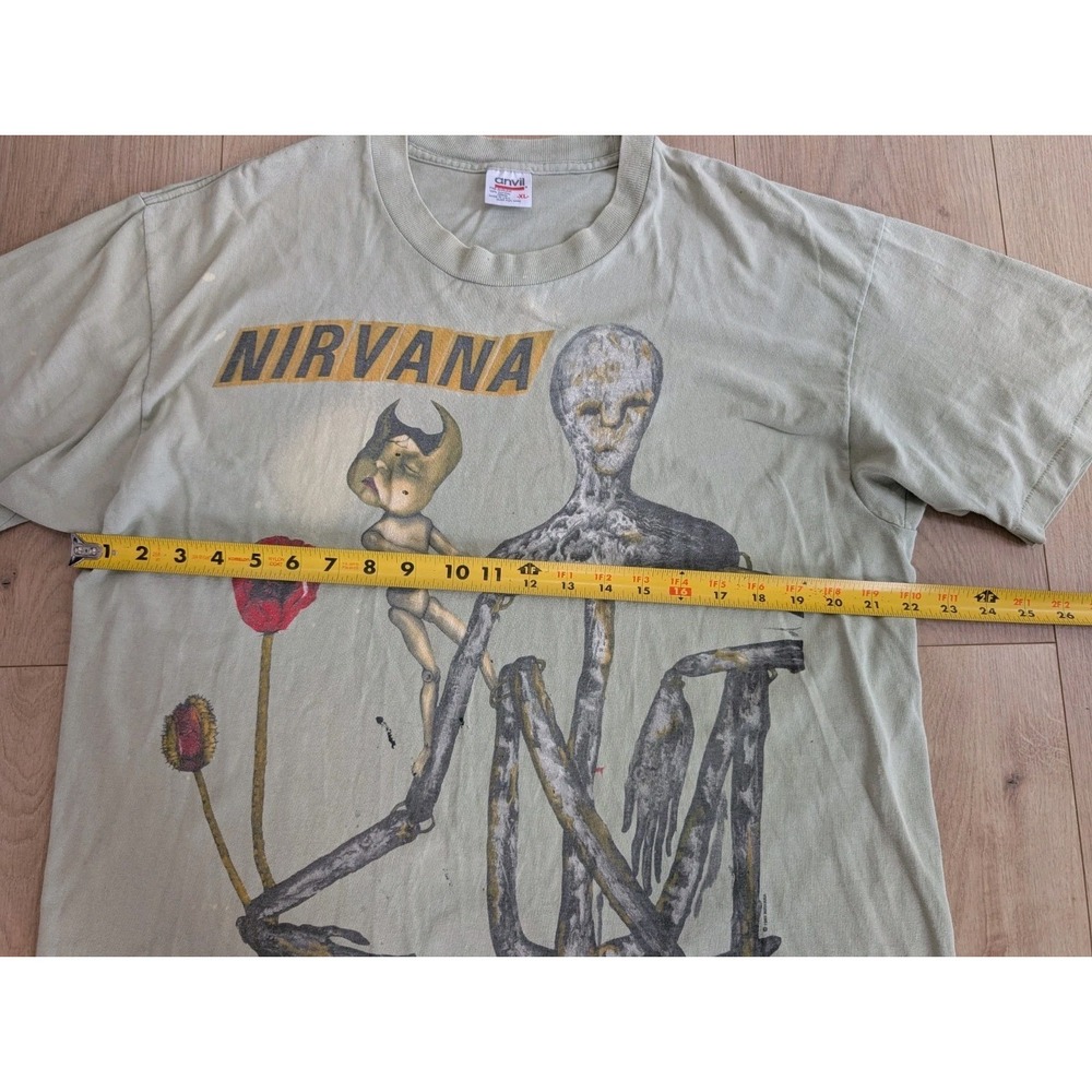 Authentic Vintage 90's Nirvana Incesticide ANVIL TAG Green T-Shirt Size XL RARE - Picture 11 of 16